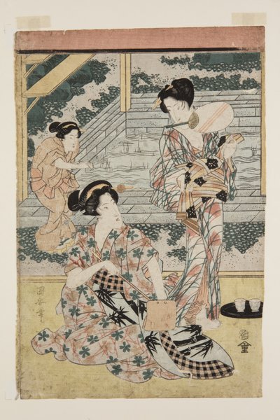 Damas en aguas termales de Utagawa Kuniyasu