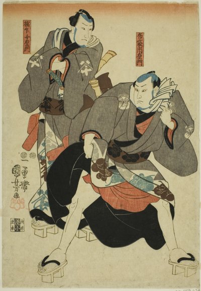 Actores como Hotei Ichiemon y Gokuin Chiemon de Utagawa Kuniyoshi