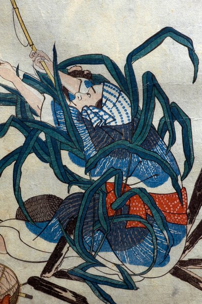 Pescador; Langosta y Concha de Arca (Okazuri / Ebi ni akagai) Serie Imágenes de Sombra Ingeniosas (Sono omokage hodo utsuhie), c.1848 de Utagawa Kuniyoshi