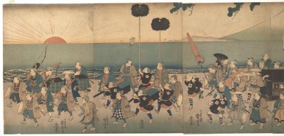 Niños representando una procesión de daimyō de Utagawa Kuniyoshi