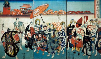 Valiente Kuniyoshi con su diseño de Paulownia (Isamashiki Kuniyoshi kiri no tsuimoyō) 1848 de Utagawa Kuniyoshi