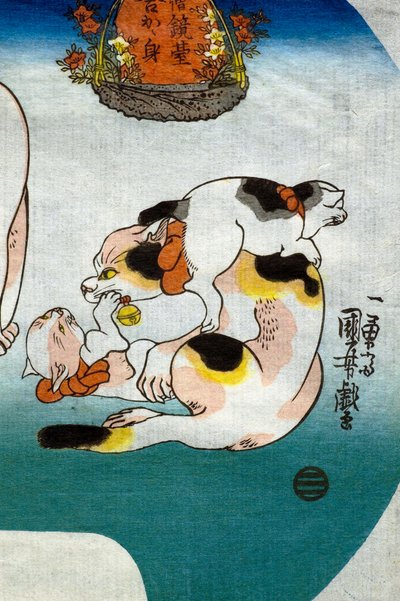 Gatos León del Templo Chino de Utagawa Kuniyoshi