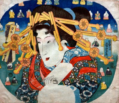 Cortesana Serie: Tres dificultades modernas para las mujeres (Tōsei sanpukutsui), c.1833 de Utagawa Kuniyoshi
