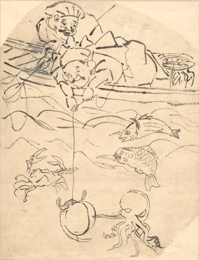 Daikoku and Ebisu, Two of the Seven Gods of Happiness de Utagawa Kuniyoshi