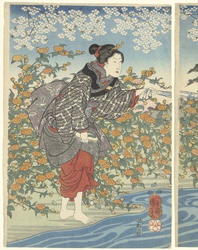El río Ide Tama en la provincia de Yamashiro. de Utagawa Kuniyoshi