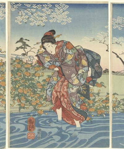 El río Ide Tama en la provincia de Yamashiro. de Utagawa Kuniyoshi