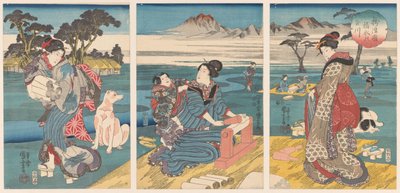 Preguntado por el miembro de Tama Rivier p Rovin y la imagen de Settsu Río Tama en la provincia de Settsu (Blood te sound bje CT) de Utagawa Kuniyoshi