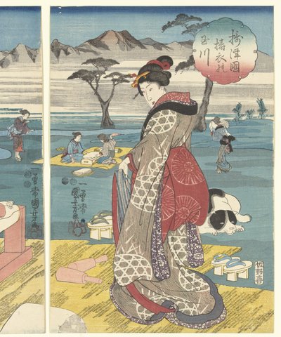 Preguntado por el miembro de Tama Rivier p Rovin y la imagen de Settsu Río Tama en la provincia de Settsu (Blood te sound bje CT) de Utagawa Kuniyoshi