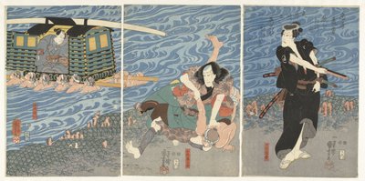 Batalla a lo largo de la orilla del río Oi de Utagawa Kuniyoshi