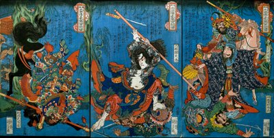 Hakukaja Yōshun y Shinki Gunshi Shubu (derecha) de Utagawa Kuniyoshi