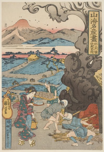 Hizen: Imari-Yakki, c.1833 (xilografía, tinta y color sobre papel) de Utagawa Kuniyoshi