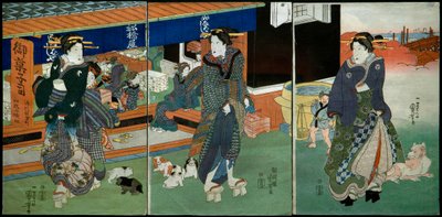 Frente a la Tienda de Dulces Funabashiya de Utagawa Kuniyoshi