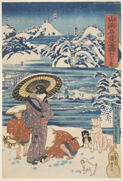 Kaga: Yuki, c.1833 (xilografía, tinta y color sobre papel) de Utagawa Kuniyoshi