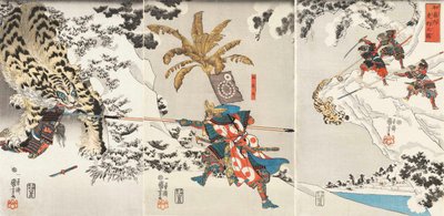 Koxinga cazando el tigre Watonai tora-gari no zu, c.1846 de Utagawa Kuniyoshi