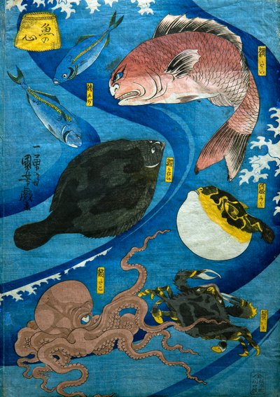 Mentes de Peces (Uo no kokoro), c.1842 de Utagawa Kuniyoshi