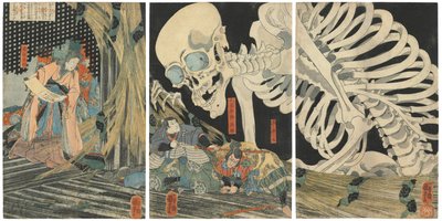 Mitsukuni desafía al espectro esquelético conjurado por la princesa Takiyasha de Utagawa Kuniyoshi