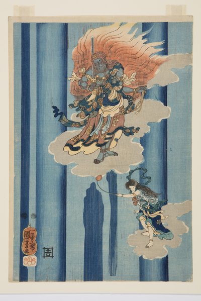 Mongaku Shonin bajo la cascada de Utagawa Kuniyoshi