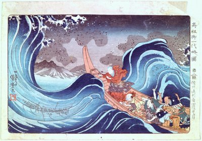 Nichiren calmando la tormenta, siglo XIX de Utagawa Kuniyoshi