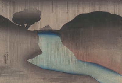 Ochanomizu bajo la lluvia, mediados del siglo XIX de Utagawa Kuniyoshi
