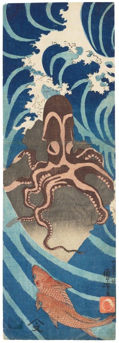 Pulpo sobre una roca, c.1837 (xilografía) de Utagawa Kuniyoshi