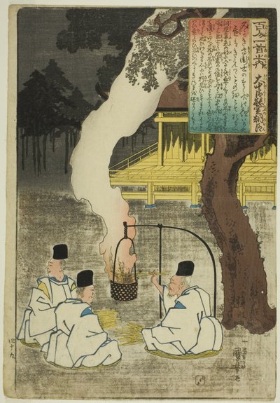Onakatomi no Yoshinobu Ason, de la serie "Cien Poemas por Cien Poetas (Hyakunin isshu no uchi)" de Utagawa Kuniyoshi