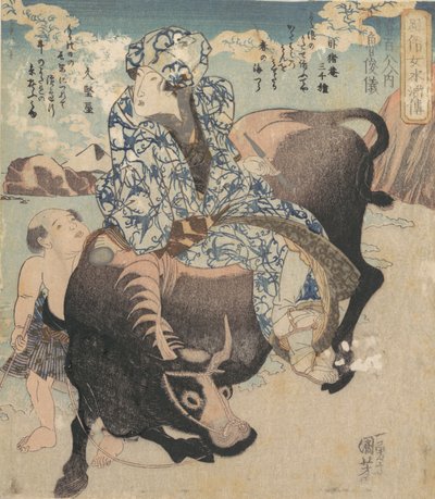Roshungi chino, Lu Zhunyi como una mujer con una pipa montada en un búfalo de Utagawa Kuniyoshi