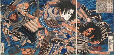 Sanada no Yoichi Yoshihisa y Matano no Goro Kagehisa de Utagawa Kuniyoshi