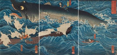 Sanuki no in kenzoku o shite Tametomo wo sukuu zu, 1851 de Utagawa Kuniyoshi