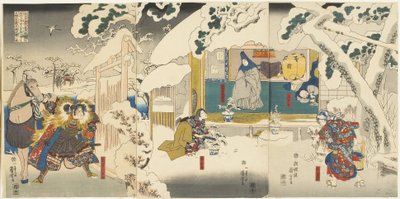 Escena de la historia de Hachinoki, 1843-1847 de Utagawa Kuniyoshi
