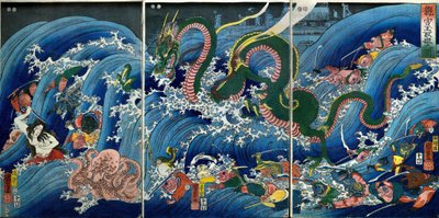 Tamatori-hime robando la joya sagrada del Palacio del Dragón de Utagawa Kuniyoshi