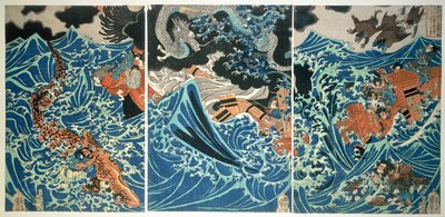 El naufragio de Tametomo, pub. c.1836 de Utagawa Kuniyoshi