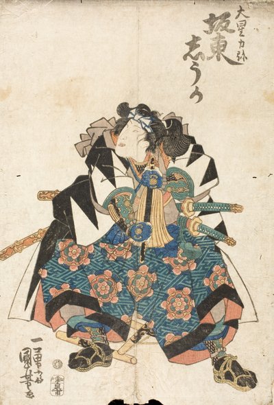 El actor Bandō Shūka como Ōboshi Rikiya en la obra Kanadehon Chūshingura de Utagawa Kuniyoshi