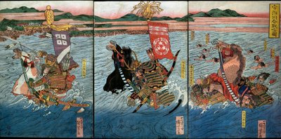 La batalla en el río Uji de Utagawa Kuniyoshi