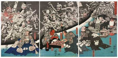 La Araña de la Tierra Genera Monstruos en la Mansión del Señor Minamoto Yorimitsu, 1843 de Utagawa Kuniyoshi