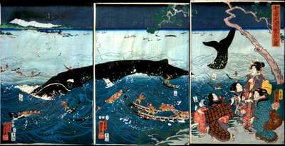 La Prosperidad de Siete Costas con Grandes Peces (Nana ura tairyō hanjō no zu) de Utagawa Kuniyoshi