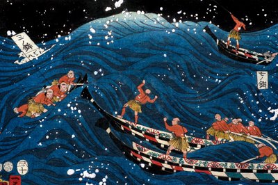 El florecimiento de siete costas con grandes peces de Utagawa Kuniyoshi