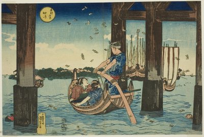Isla Tsukuda (Tsukudajima), de la serie "Lugares Famosos en la Capital del Este (Toto meisho)" de Utagawa Kuniyoshi