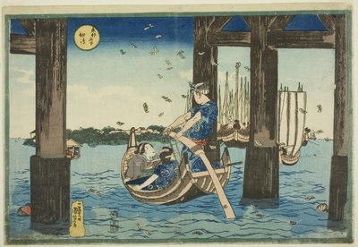Isla Tsukuda (Tsukudajima), de la serie "Lugares Famosos en la Capital del Este (Toto meisho)" de Utagawa Kuniyoshi