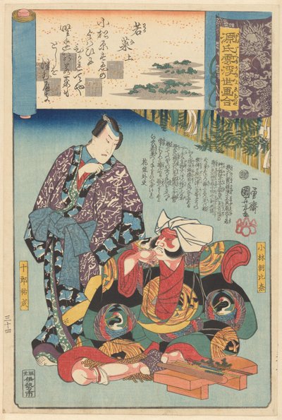 Ukiyo e paralelos a los capítulos nublados de Genji (título de la serie sobre el objeto) de Utagawa Kuniyoshi
