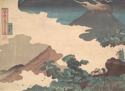 Vista del Monte Asama desde el Paso Usui, ca. 1850 de Utagawa Kuniyoshi