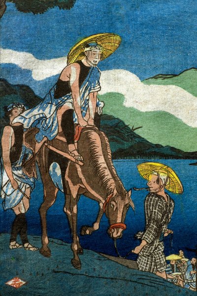Vista del Ferry de Tamura en el Camino Ōyama en la Provincia de Sagami (Sōshū Ōyama-dō Tamura no watashi no kei) de Utagawa Kuniyoshi