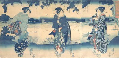Mujeres cerca de un río, ca. 1850 de Utagawa Kuniyoshi