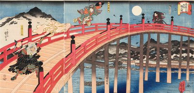 Yoshitsune ichidaiki Gojo-no-hashi no zu, ca 1839 de Utagawa Kuniyoshi