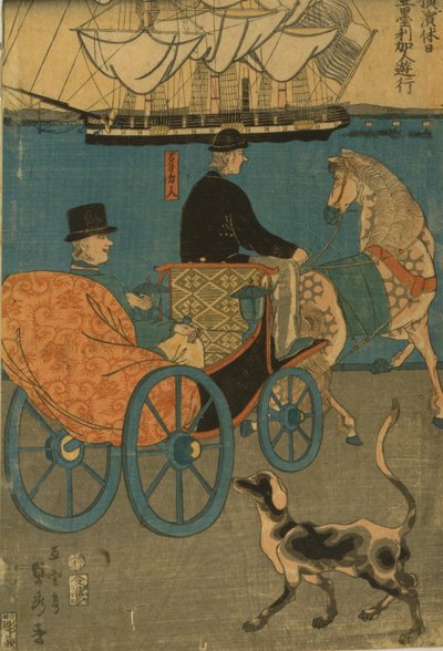 Americanos disfrutando el domingo en Yokohama, 1861 de Utagawa Sadahide