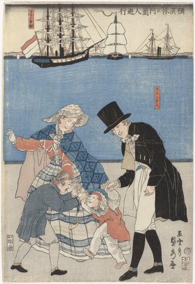 Holandeses en un día libre en Yokohama Yokohama kyujitsu Oranda-jin yuko (título de la serie) de Utagawa Sadahide