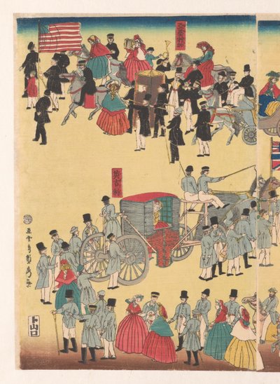 Procesión de personas de las Cinco Tierras de Utagawa Sadahide