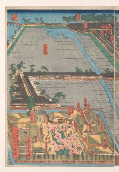 Descripción general del distrito de Honcho y el barrio de Miyozaki en Yokohama de Utagawa Sadahide
