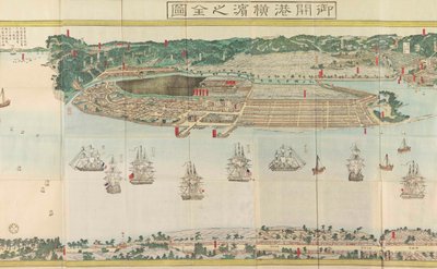 Vista panorámica de Yokohama, ca. 1860 de Utagawa Sadahide