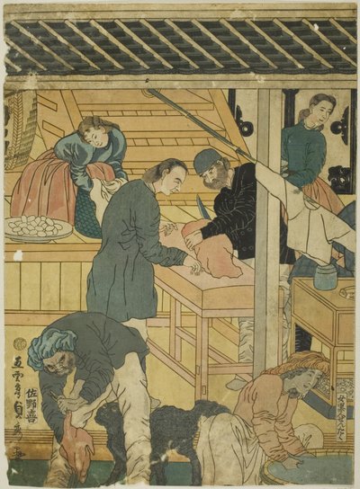 Sala de ventas en una tienda de comerciantes extranjeros en Yokohama de Utagawa Sadahide