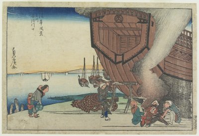 En la desembocadura del río Aji, siglo XIX de Utagawa Sadahiro
